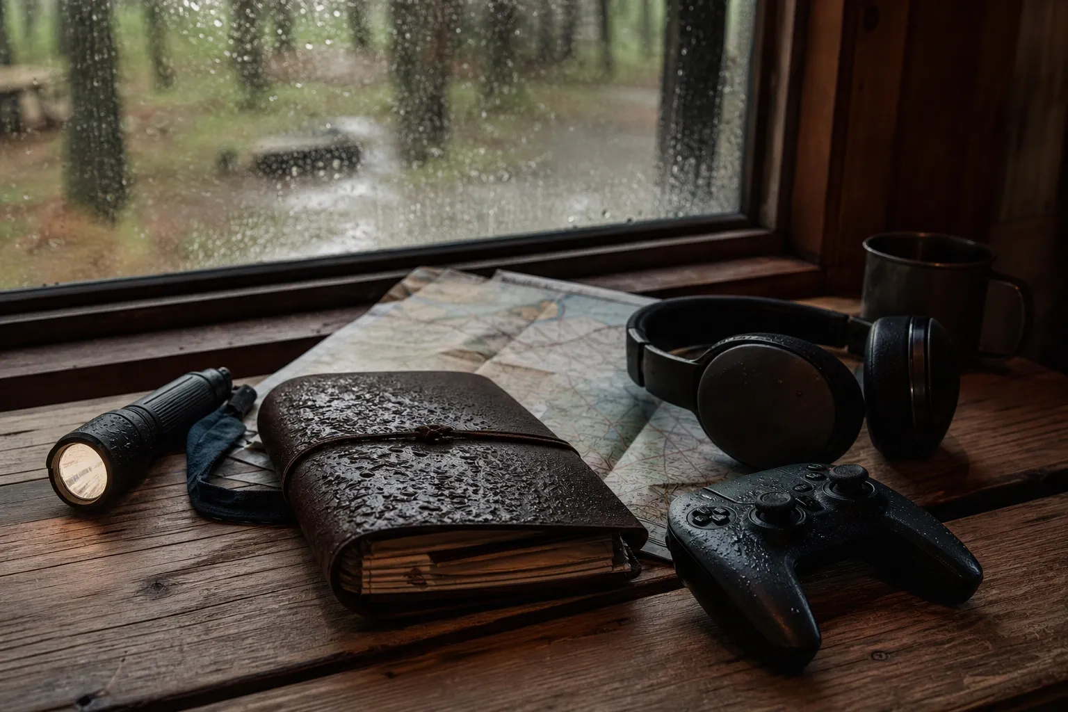 Jurnal perjalanan dan peta sebagai suasana game petualangan dengan cerita terbaik